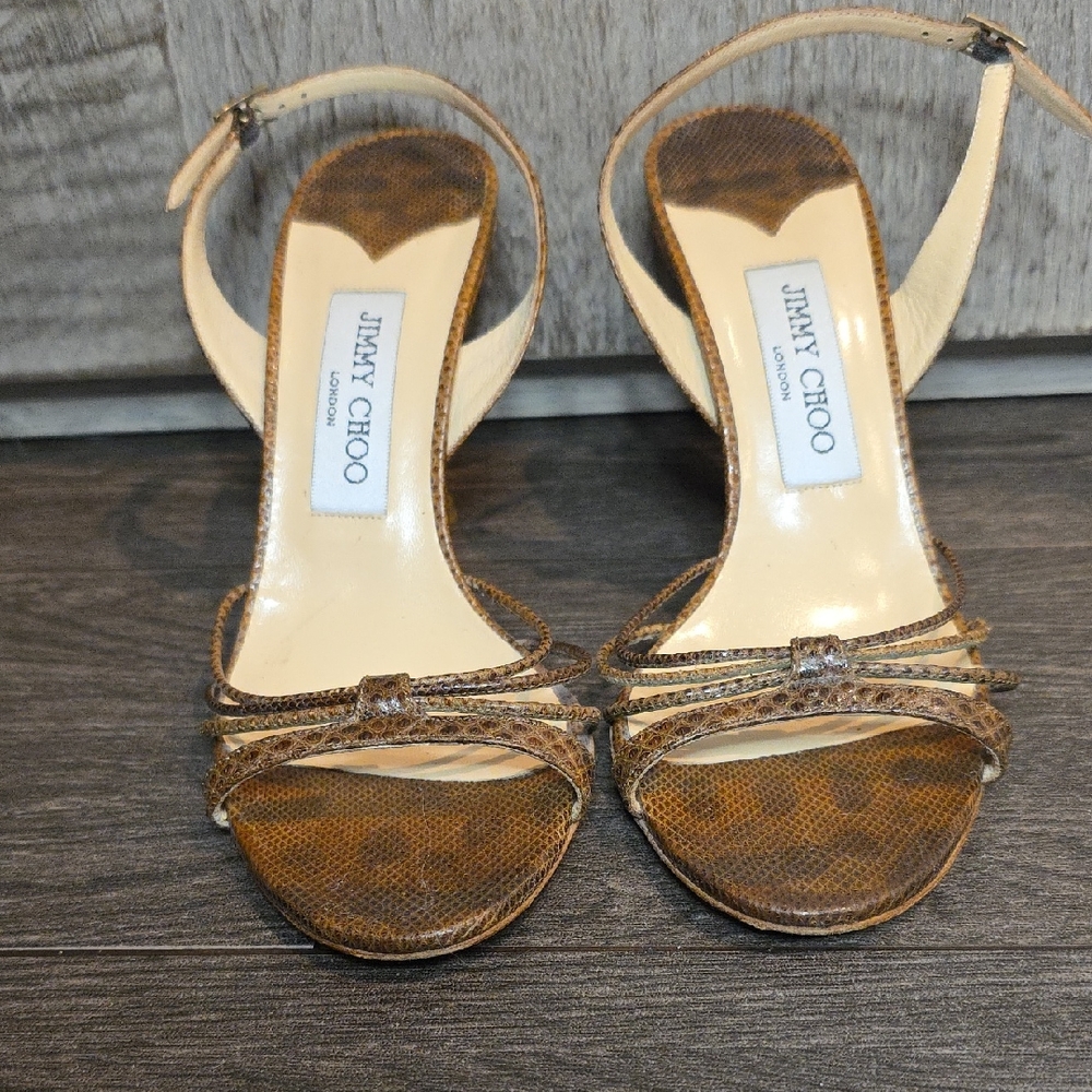 Jimmy Choo Brown Snakeskin Strappy Heels